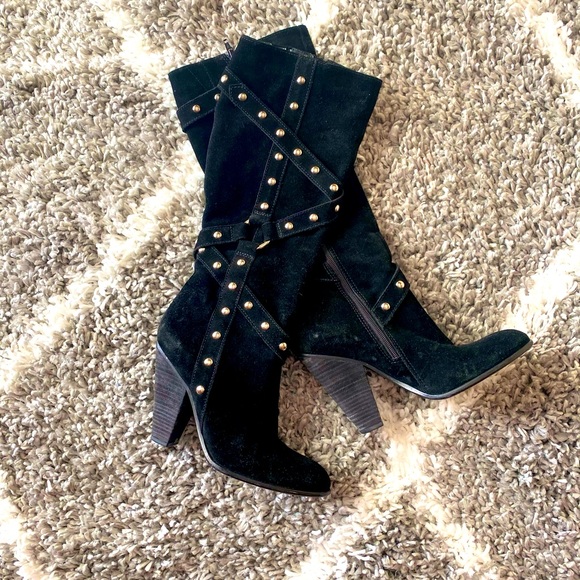 Carlos Santana suede studded knee high boots - Picture 1 of 3